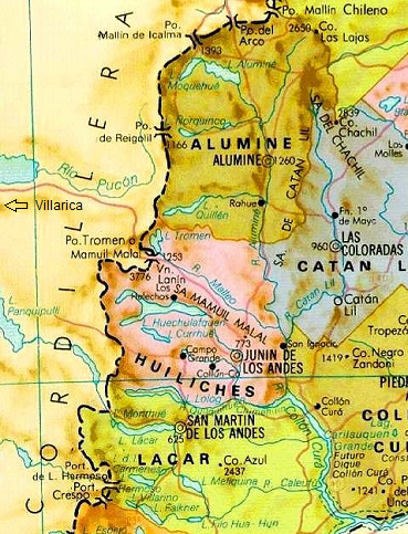 Mapa con la regi�n
                        del volc�n Lan�n