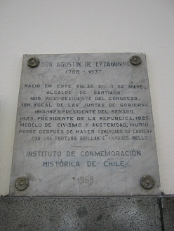 Avenida McIver, placa memorial para Don
                        Agust�n