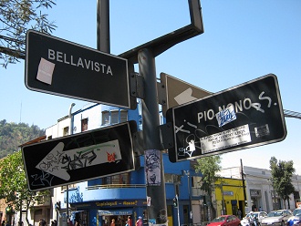 R�tulos de la calle Bella Vista y calle
                          P�o Nono