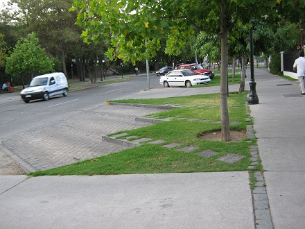 Avenida Valdivia, aparcamientos
                          inclinados con c�sped y caminos