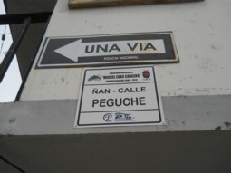 Das Strassenschild der
                              Peguche-Strasse