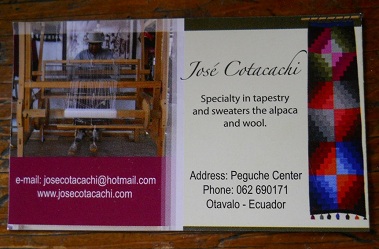 Die Visitenkarte des Webers Jos�
                              Cotacachi
