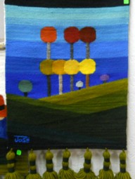 Wandbehang mit einem grafisch
                              dargestellten Strand mit farbigen B�umen
                              02
