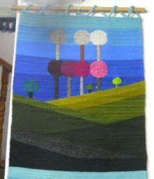Wandbehang mit einem grafisch
                              dargestellten Strand mit farbigen B�umen
                              03