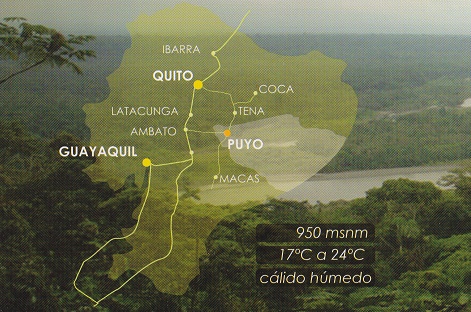 Karte
                        von Puyo und Umgebung mit den Daten von Puyo
                        (950 m.�.M., 17-24�C, warm-feucht)