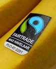 La etiqueta para el comercio humano
                              en un banano, p.e. de la organizaci�n
                              "Max Havelaar"