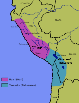 Karte: Die Indio-K�nigreiche der Huari /
                        Wari (Norden) und der Tiwanaku / Tiahuanaco
                        (S�den)