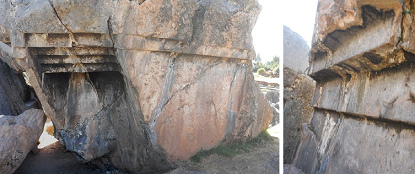 Cusco-Sacsayhuam�n: cut rock
                        with stairs upside down