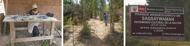 El camino a
                                      la "Zona X" pasando un
                                      taller de figurinas - el camino en
                                      el bosque con gu�a - el letrero
                                      indicando "Laq'o" /
                                      "Laco"