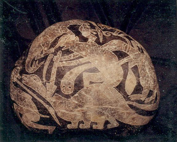 Sabio mata dinosaurio, la piedra en la
                          oficina en el piso, primer plano