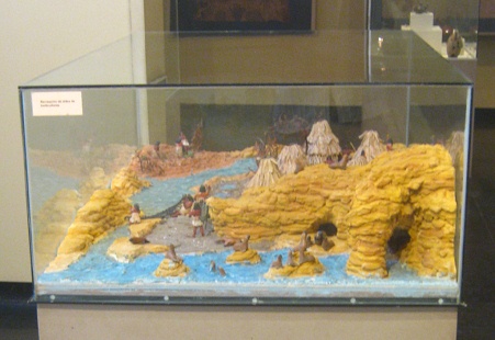 The showcase with it's Stone Age model,
                            close-up