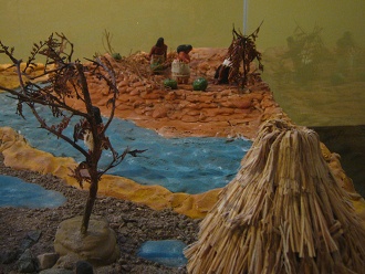 Model of Stone Age with
                                    agriculture with women with
                                    pumpkins