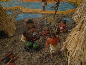 Model of Stone Age with a
                                    campfire