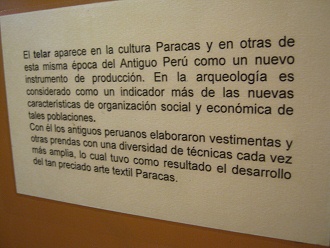 Text �ber die ersten Webst�hle in der
                          Paracas-Kultur