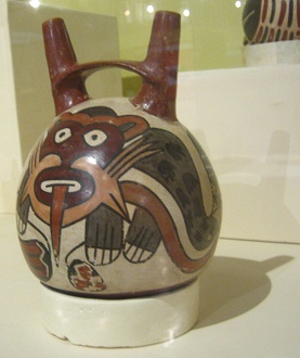 Ceramic bottle with the design
                                    of a monkey 02, close-up