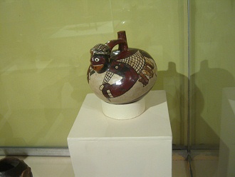 Ceramic bottle with the design
                                    of a fisherman
