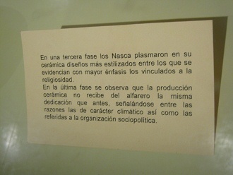 Text
                            about Nazca ceramics in the second showcase
                            of handy ceramics