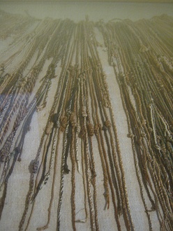 Second showcase with talking
                                    knots (quipus) of Inca culture,
                                    close-up