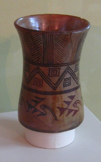 Big ceramic cup with geometric
                                    design, close-up