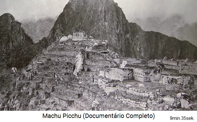 Bingham en Machu Picchu en 1912: El templo principal y el
          pir�mide del sol ya son liberados de �rboles y arbustos