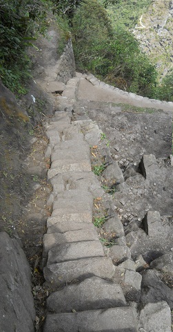 Bajada de Huaynapicchu, escalera
                            irregular escarpada, foto panor�mica