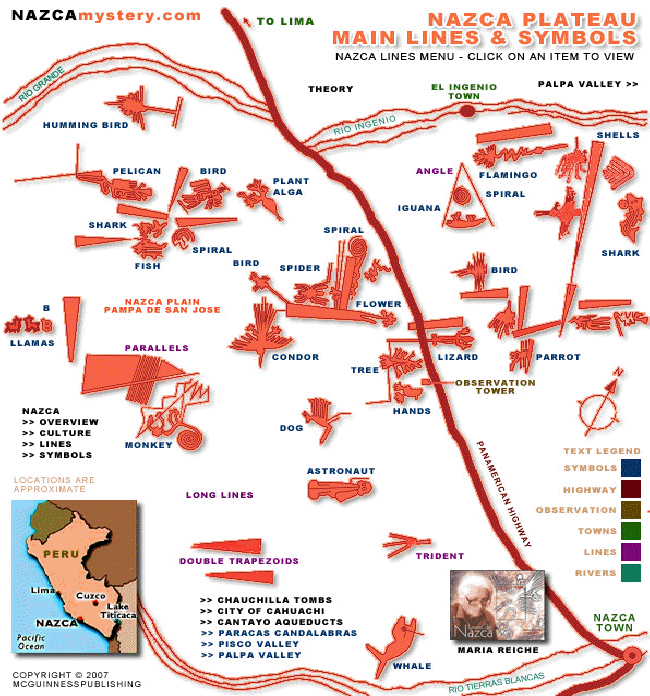 Mappa con le linee di Nazca da
              www.nazcamystery.com