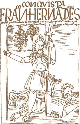 Rassist Francisco Hernandez Gir�n
                auf einem Titelblatt seiner
                "Kolonialbesetzung" ("conquista"),
                erw�hnte die Linien von Nasca im Jahre 1554