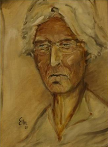 Gemaltes Portrait von Maria Reiche,
                ca. 1980er Jahre