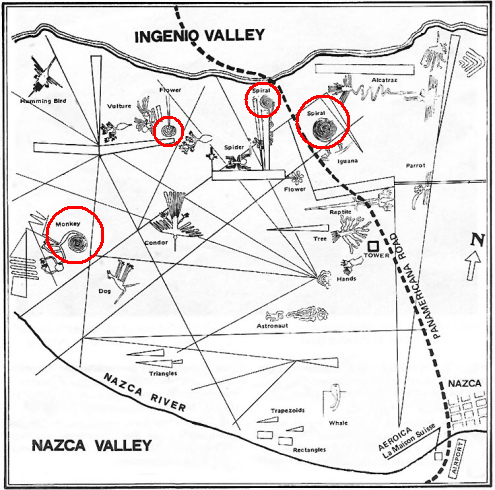 Karte mit den Linien von Nasca / map with
                      Nasca lines / mapa con las l�neas de Nasca