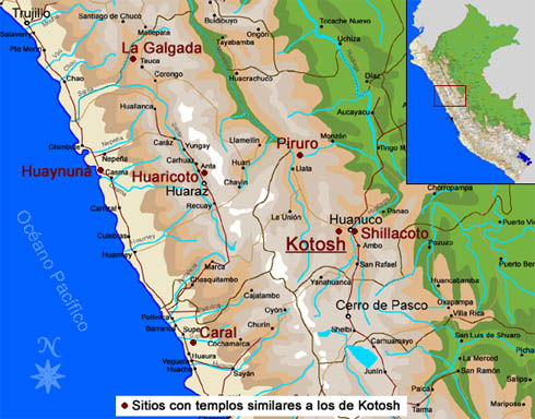 Mapa con Hu�nuco y
                        Kotosh
