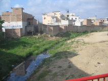 Aguas Verdes, Sicht auf den Grenzfluss
                        "R�o Zarumilla" und Sicht auf die
                        equadorianische Grenzstadt Huaquillas