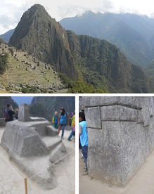 Peru
                              Machu Picchu, hills Huchuypicchu and
                              Huaynapicchu, sun stone and giant stone
                              with 32 ends